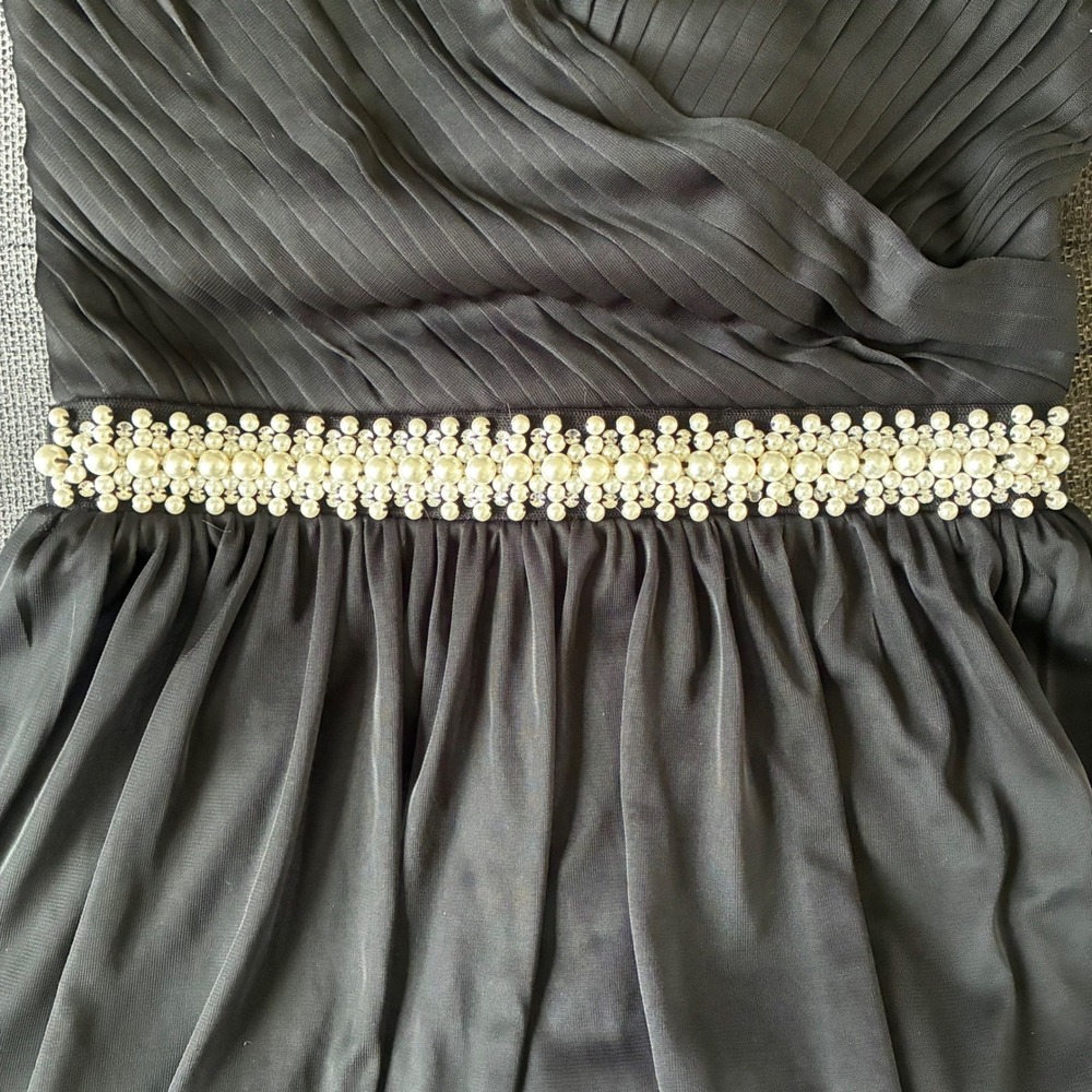 Speechless Mini Dress Black Mesh Pearl Waist Size 5 Cocktail Graduation Hoco - Picture 7 of 14